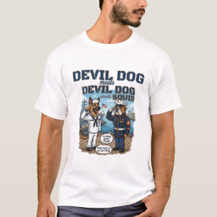 Devil Dog Meets Squid USMC Navy Rivalry Funny Men' T-Shirt