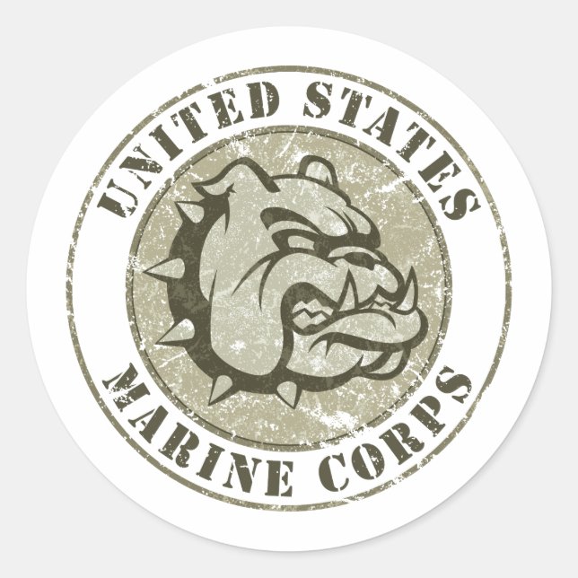 Devil Dog Vintage Emblem Classic Round Sticker (Front)