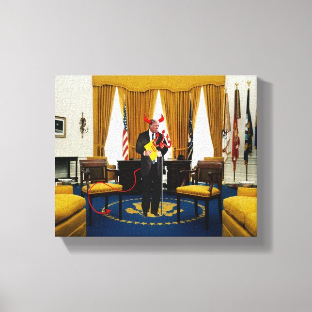 Devil Donald Trump Stealing Documents Canvas Print (Front)