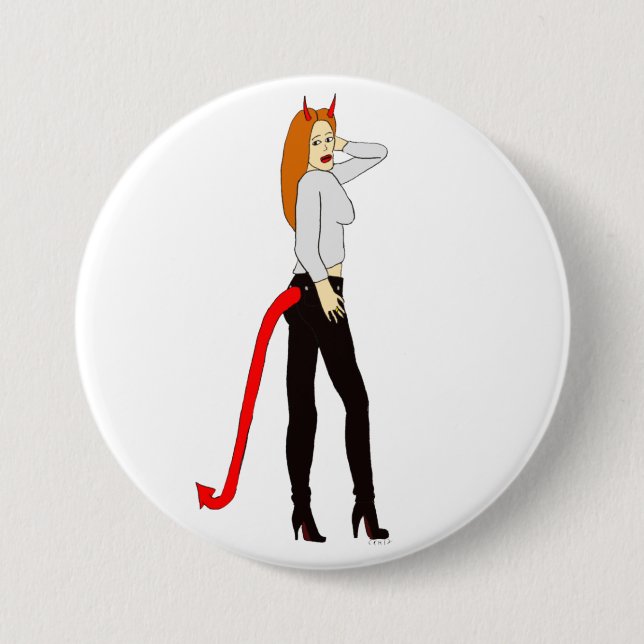 devil girl     3 inch round button (Front)
