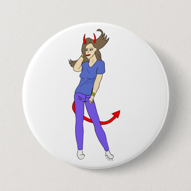 devil girl   3 inch round button (Front)