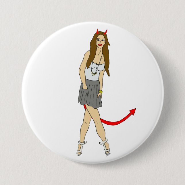 devil girl 3 inch round button (Front)