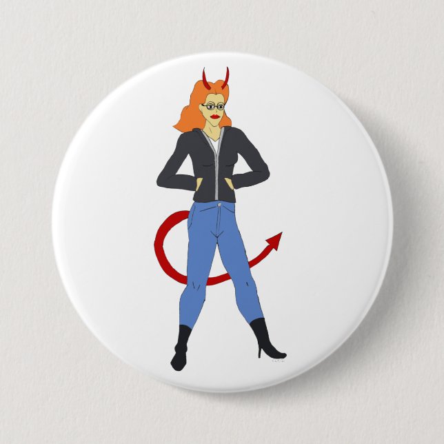 devil girl   3 inch round button (Front)
