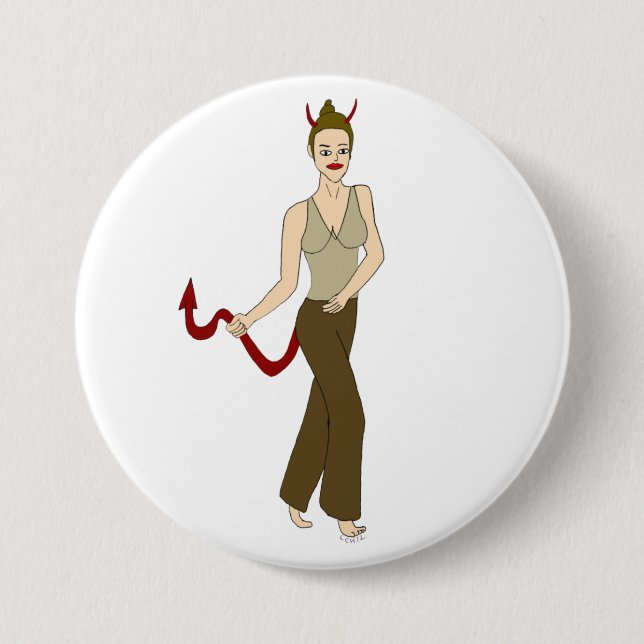 devil girl    3 inch round button (Front)