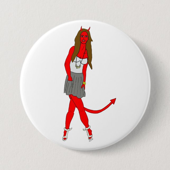 devil girl  3 inch round button (Front)