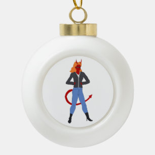 devil girl       ceramic ball christmas ornament
