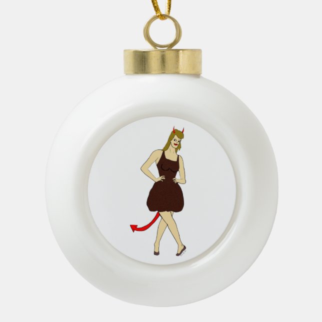 devil girl       ceramic ball christmas ornament (Front)