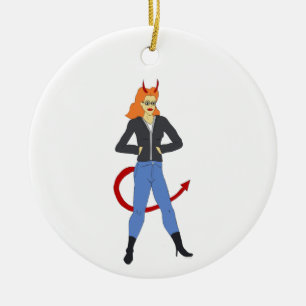 devil girl     ceramic ornament