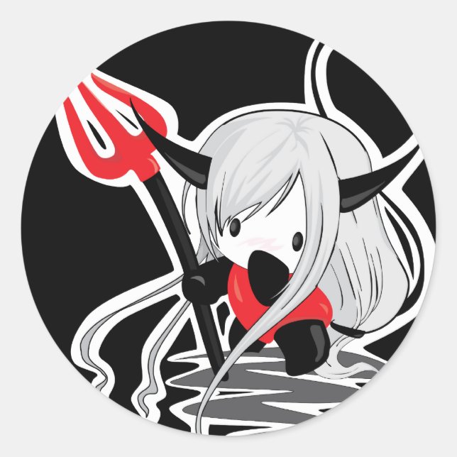 Devil Girl Classic Round Sticker (Front)