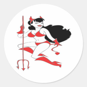 Devil Girl Classic Round Sticker