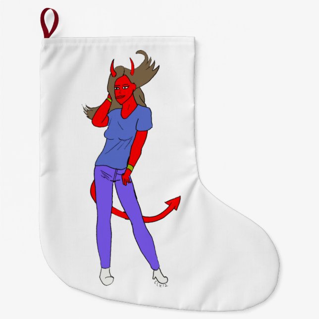 devil girl    large christmas stocking (Front)