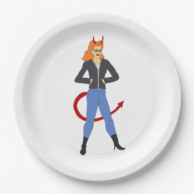 devil girl       paper plate (Front)