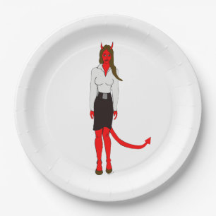 devil girl paper plate