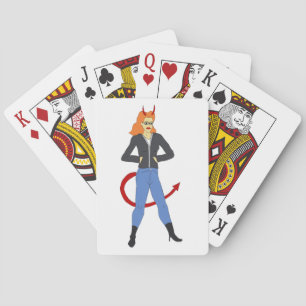 devil girl   playing cards