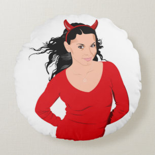DEVIL GIRL ROUND PILLOW