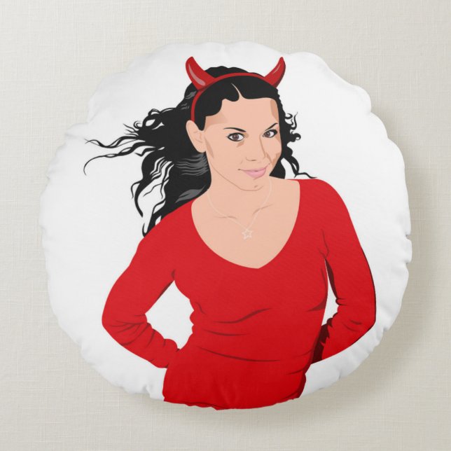 DEVIL GIRL ROUND PILLOW (Front)