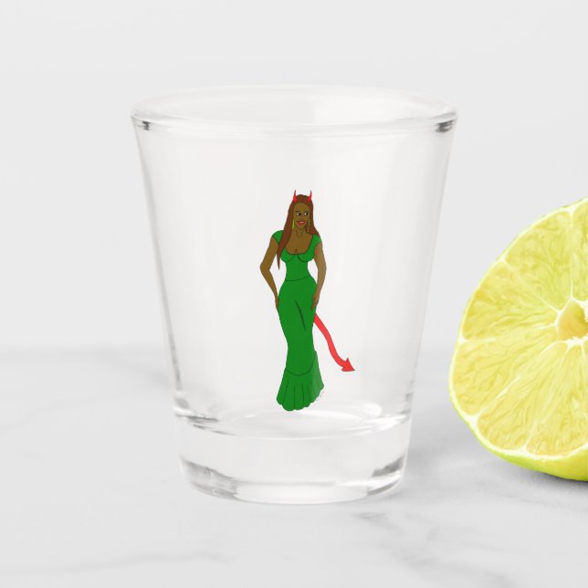 devil girl shot glass (Front)