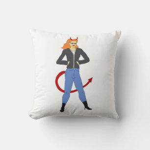 devil girl throw pillow