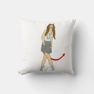 devil girl throw pillow