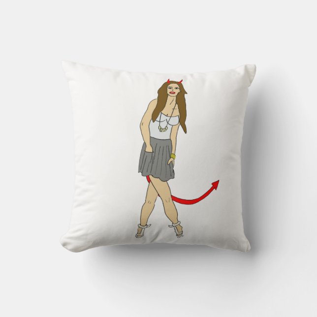 devil girl throw pillow (Front)