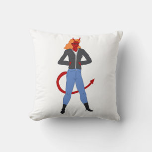 devil girl throw pillow