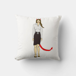 devil girl throw pillow