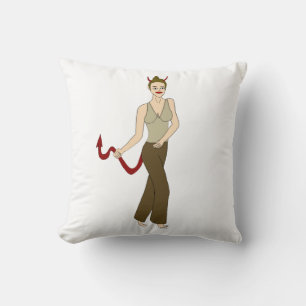 devil girl throw pillow