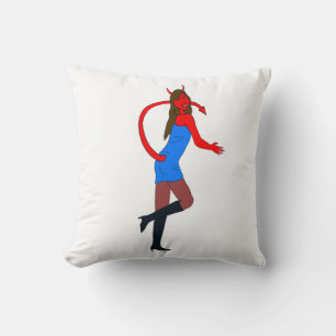 devil girl throw pillow