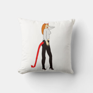 devil girl throw pillow