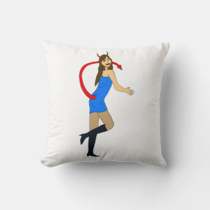 devil girl throw pillow