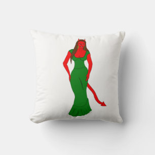 devil girl throw pillow
