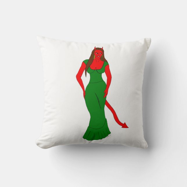 devil girl     throw pillow (Front)