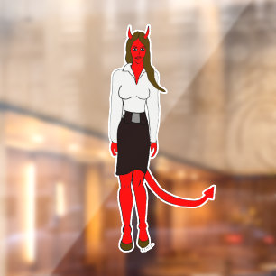 devil girl window cling