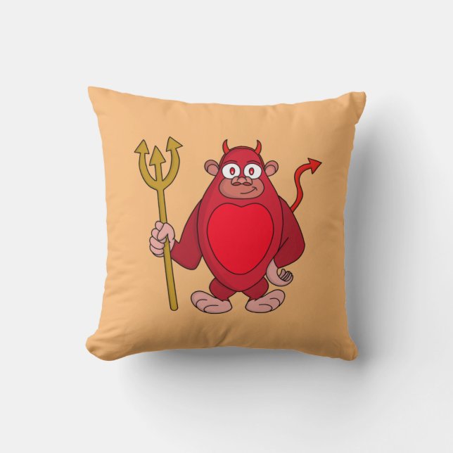 Devil Gorilla Throw Pillow (Front)