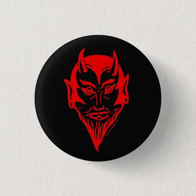 Devil Head Red&Black 1 Inch Round Button (Front)