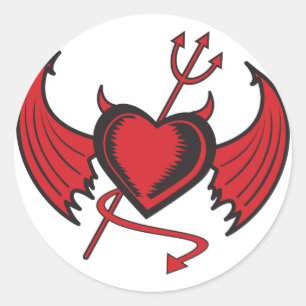 Devil Hearts Classic Round Sticker