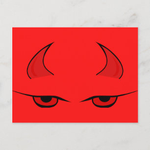 Devil horns and red Eyes customizable Postcard