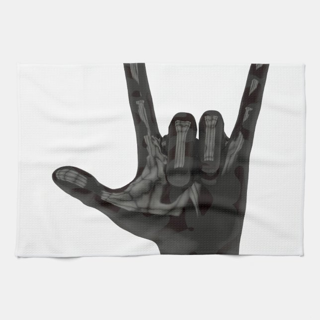 devil horns hand kitchen towel (Horizontal)