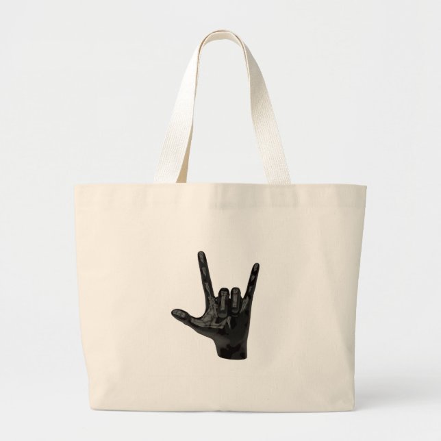 devil horns hand large tote bag (Front)