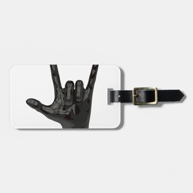 devil horns hand luggage tag (Front Horizontal)