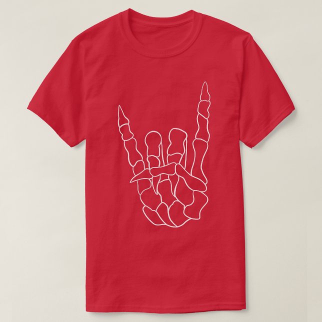 Devil horns hand made from skeleton  minimalist an T-Shirt (Design Front)