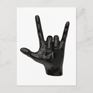 devil horns hand postcard