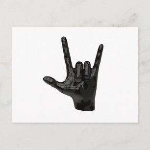 devil horns hand postcard
