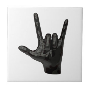 devil horns hand tile