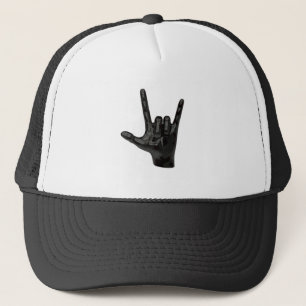 devil horns hand trucker hat