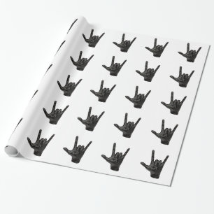 devil horns hand wrapping paper