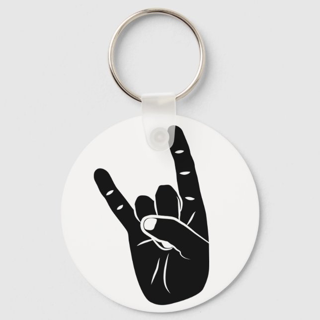 Devil Horns sign language pictogram for rock music Keychain (Front)