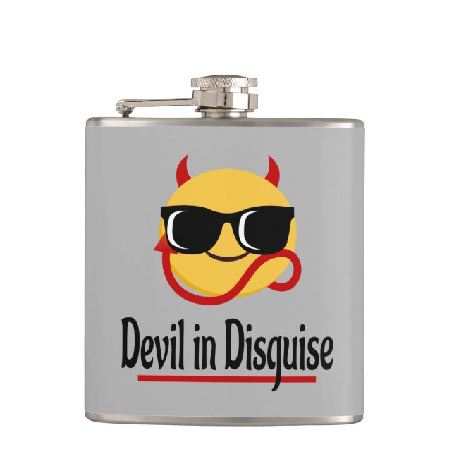 devil in disguise Emoji Hot Trendy Funny Hip Flask (Front)