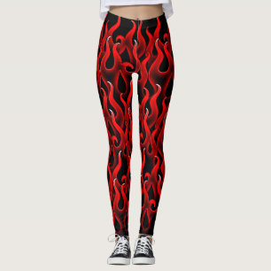 Devil Red Fire Flames Halloween Costume Leggings