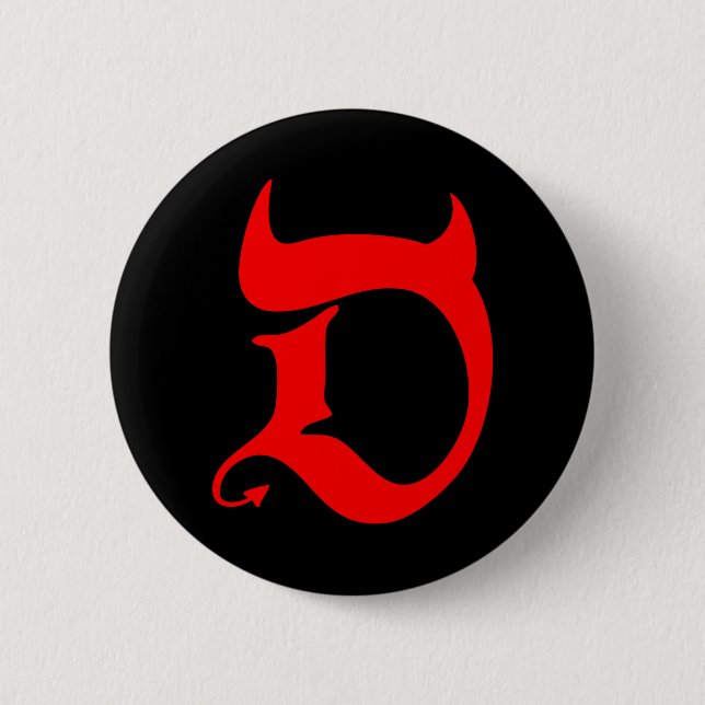 Devil (red print / black) 2 inch round button (Front)